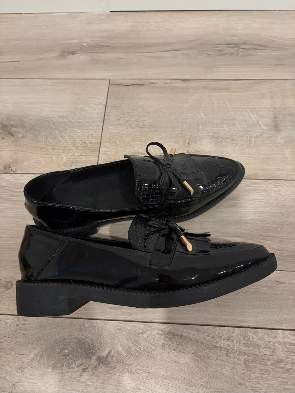 Windsor Black Patent Loafers with Tassel Accent
